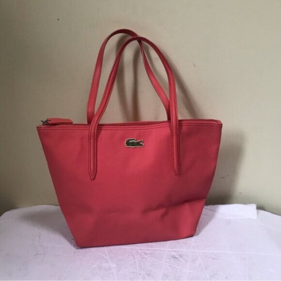 Lacoste L.12.12 Medium Tote Bag Coated Canvas Zip Top Shoulder bag Travel Preppy - Picture 2 of 16